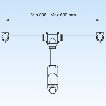 Spazio Raumspar - Siphon, Wandanschluss 32 + 40mm - Doppelwaschtisch